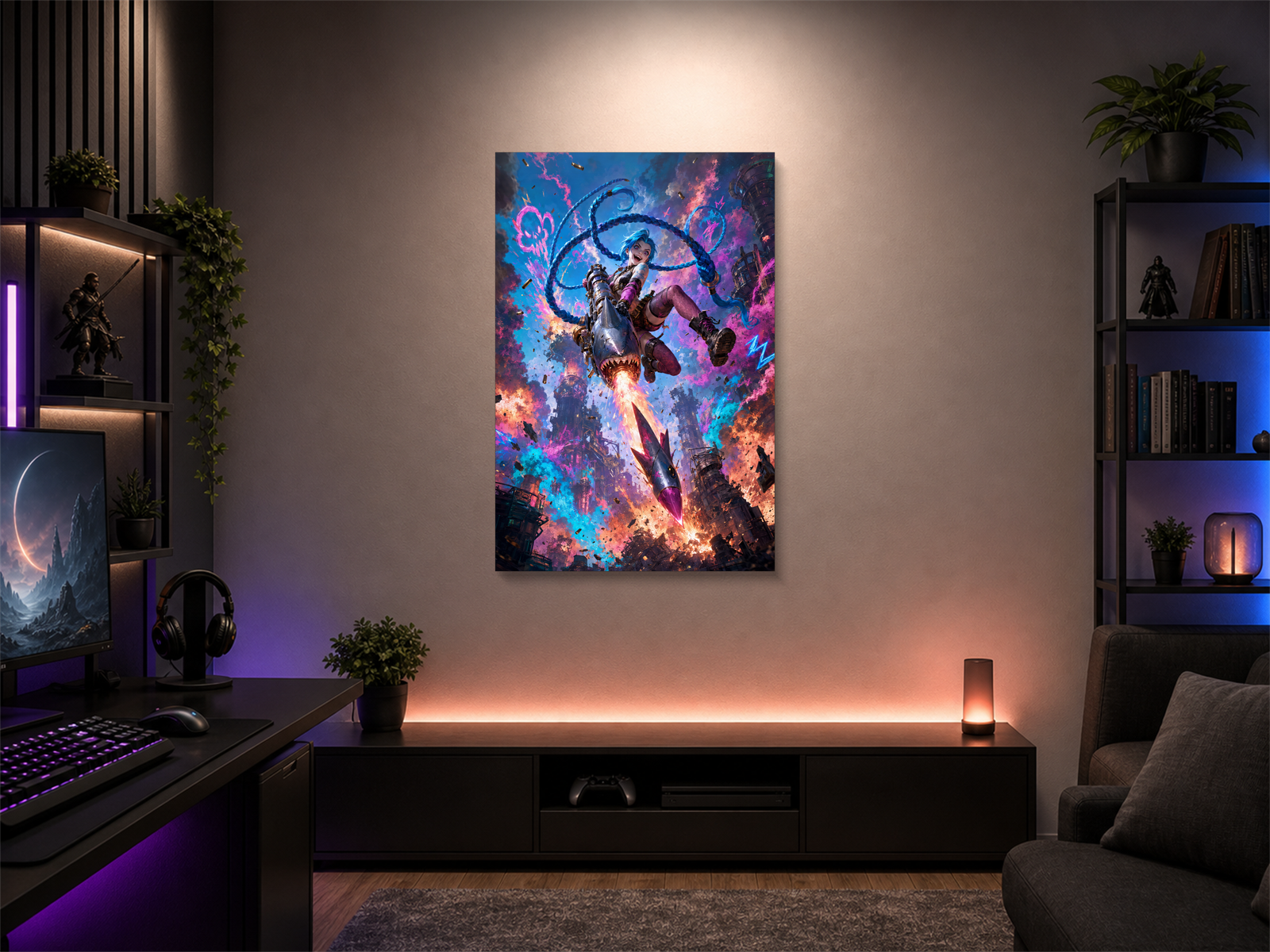 Jinx inspired canvas poster room mockup 04