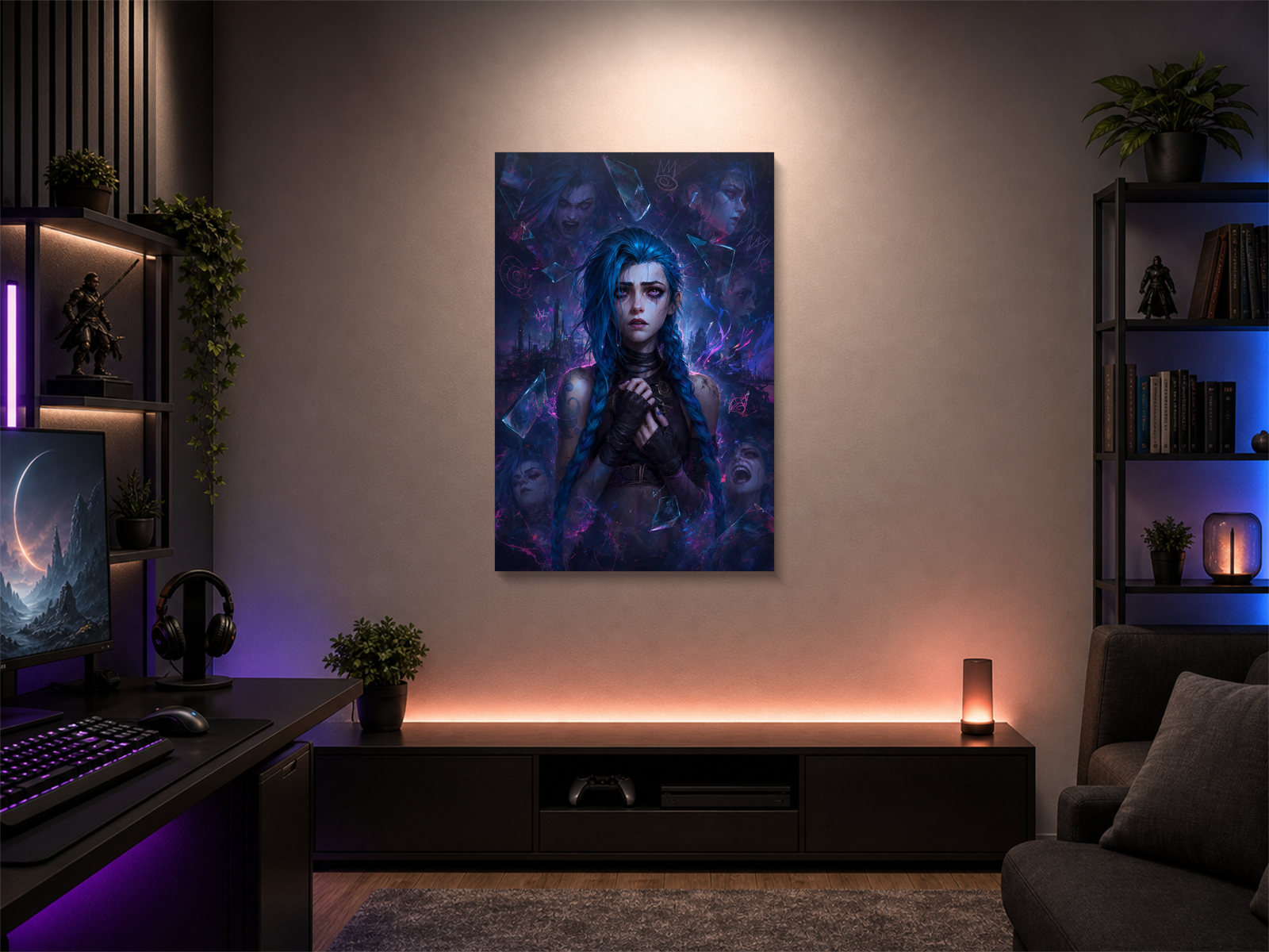 Jinx inspired canvas poster room mockup 05