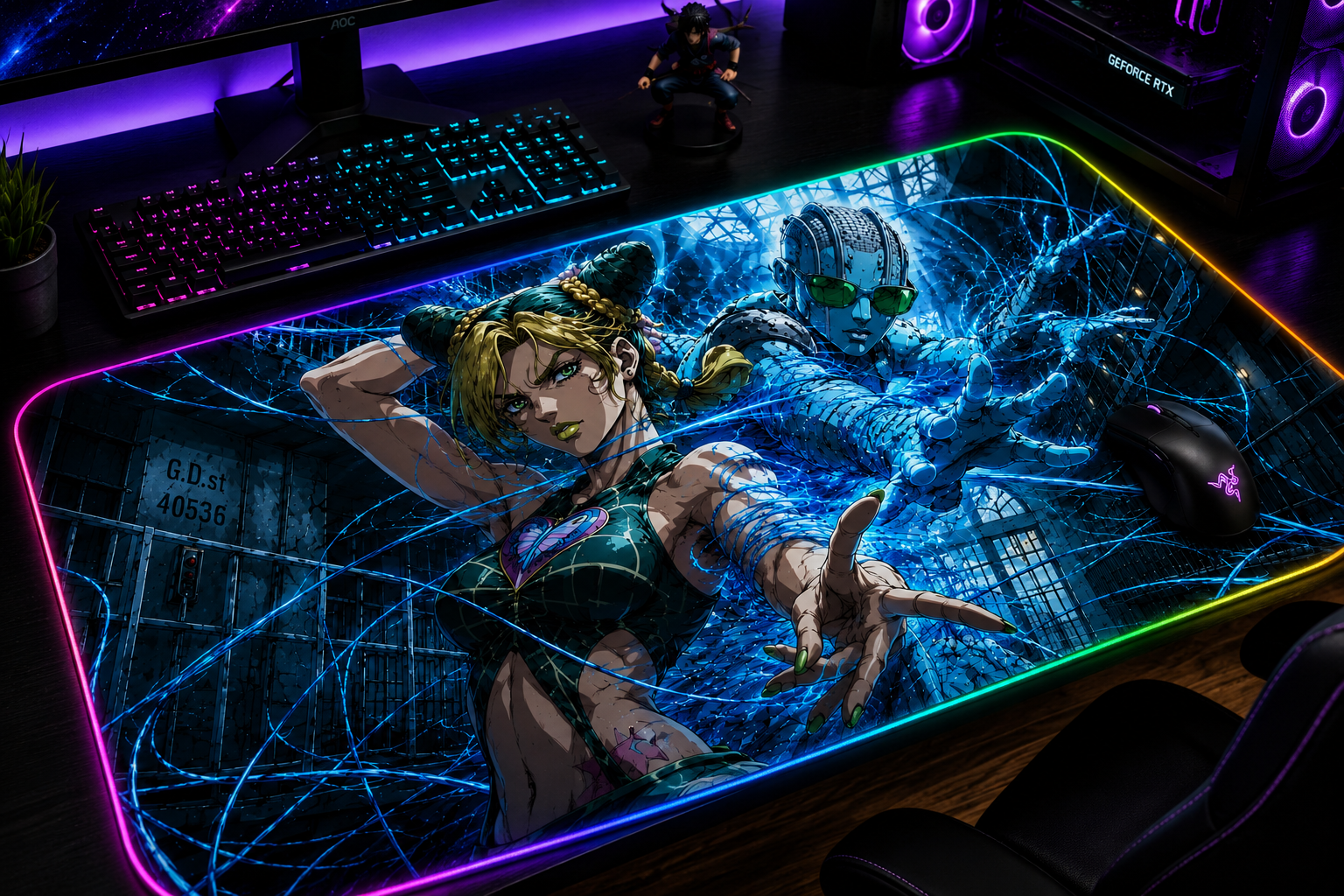 JoJo Steel Ball Run Inspired XXL Gaming Mouse Pad 06 LED