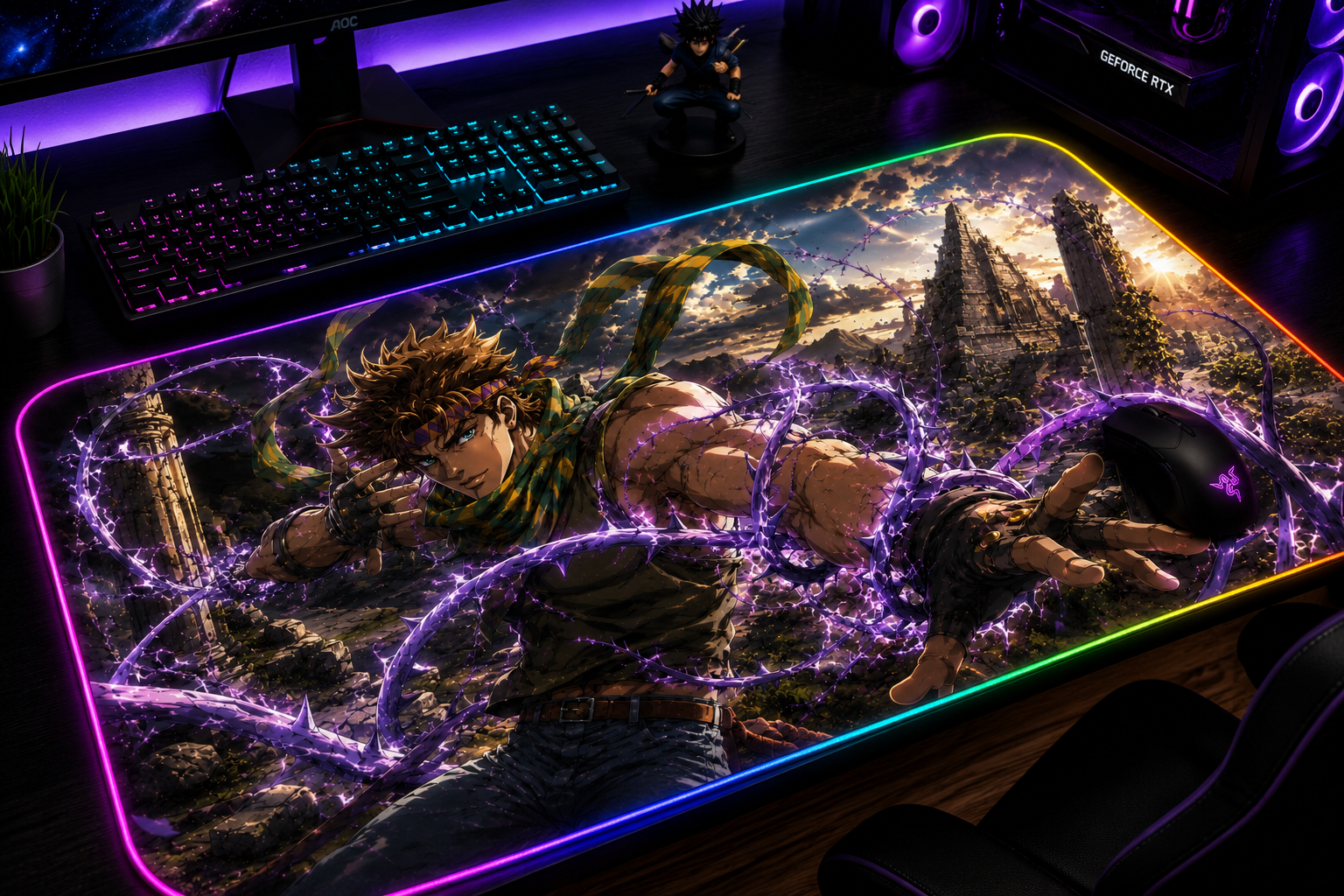 JoJo Steel Ball Run Inspired XXL Gaming Mouse Pad 07 LED