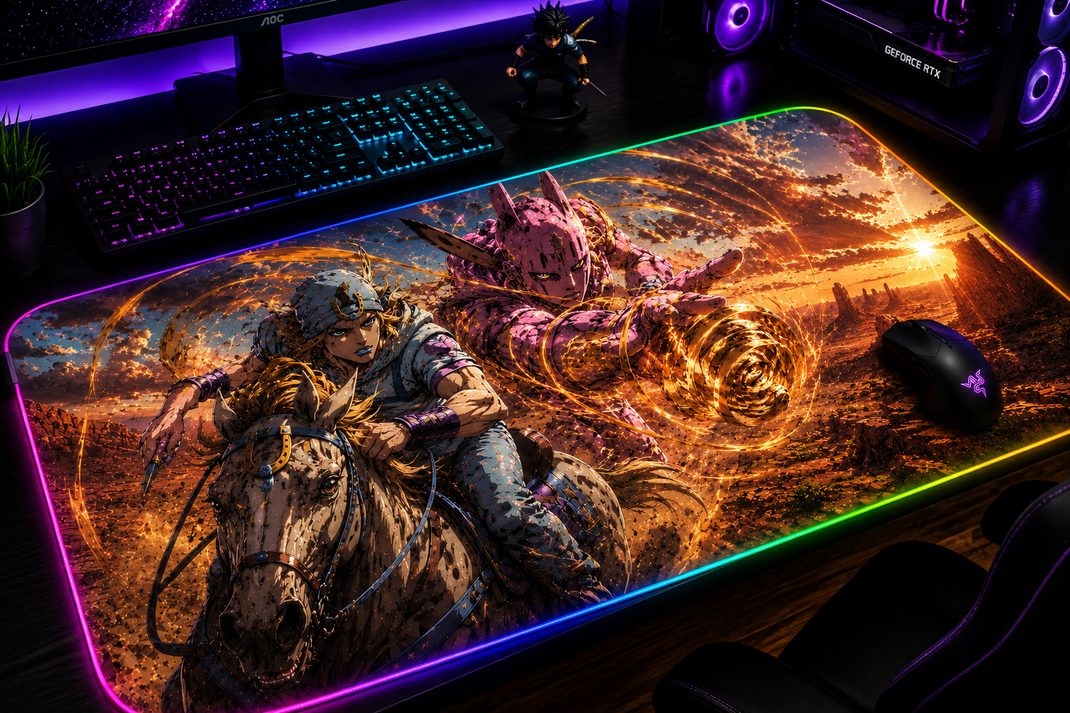 JoJo Steel Ball Run Inspired XXL Gaming Mouse Pad 08 LED