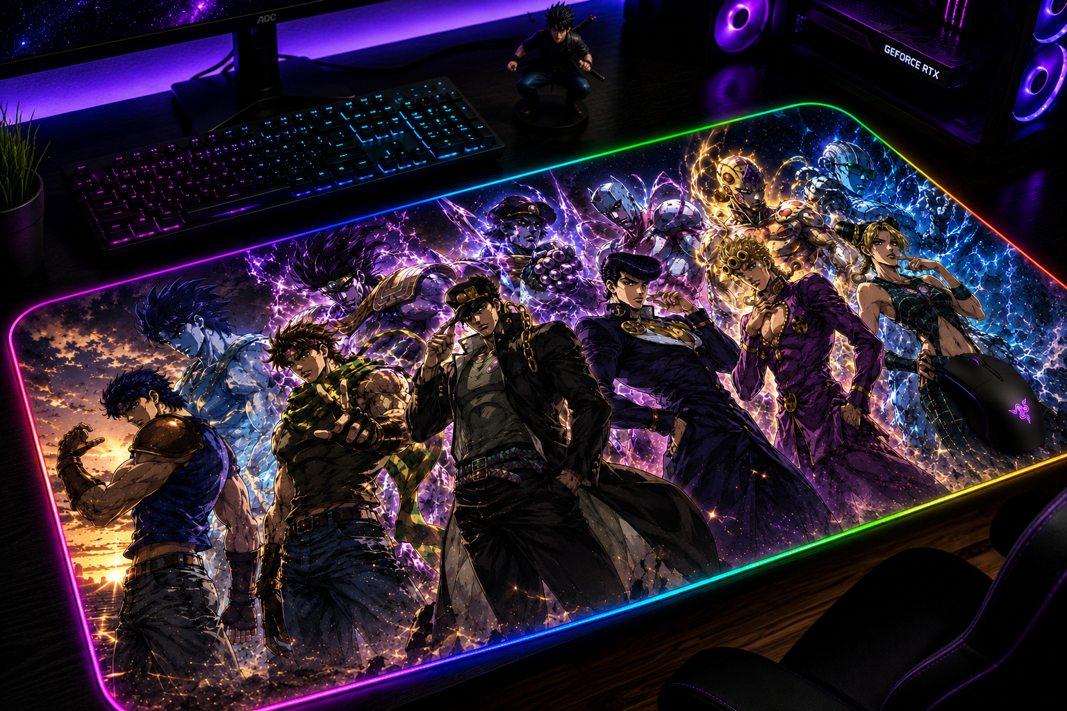 JoJo Steel Ball Run Inspired XXL Gaming Mouse Pad 09 LED