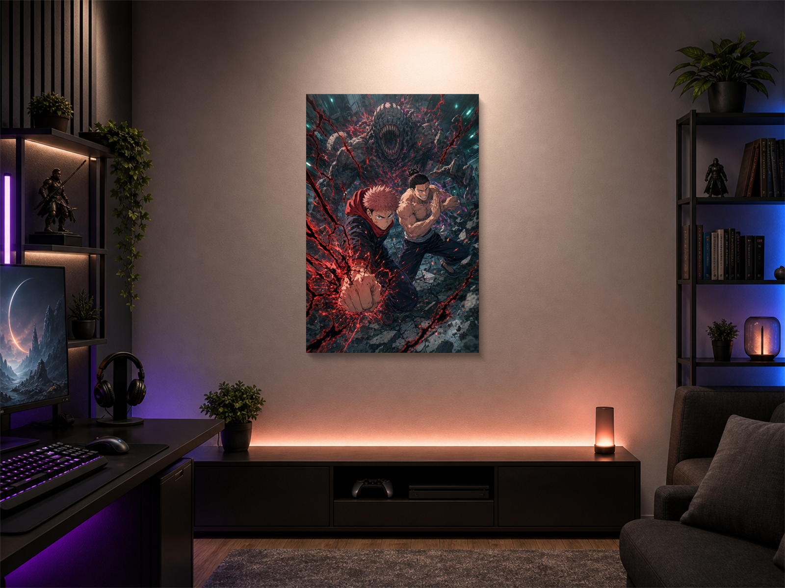 Jujutsu Kaisen inspired canvas poster room mockup 04