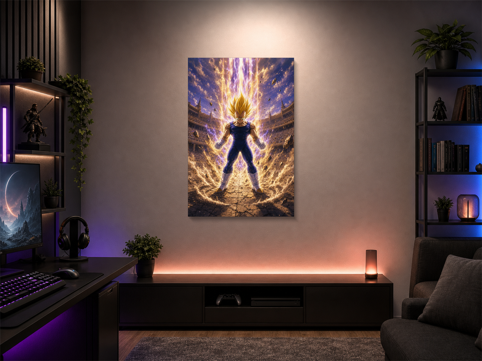 Majin Vegeta inspired canvas poster room mockup 02