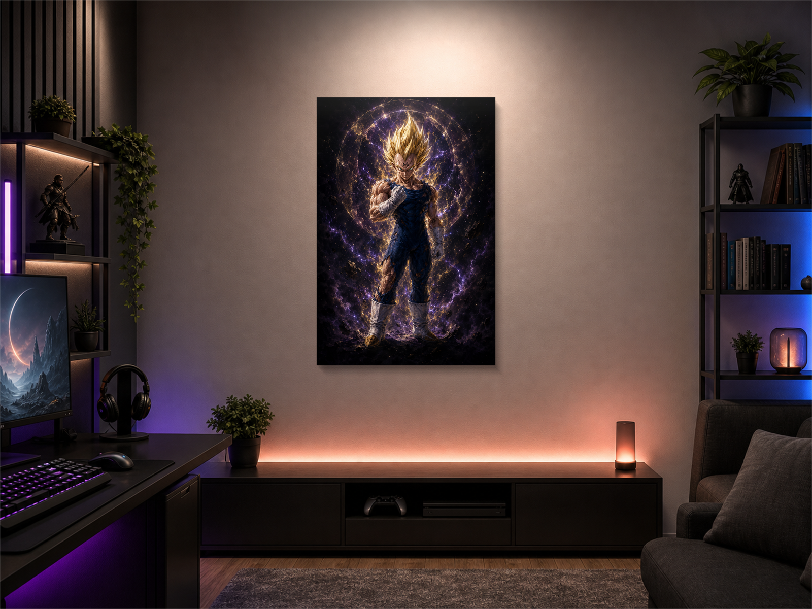 Majin Vegeta inspired canvas poster room mockup 03