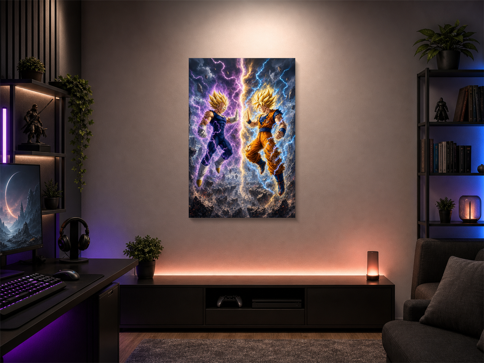 Majin Vegeta inspired canvas poster room mockup 04