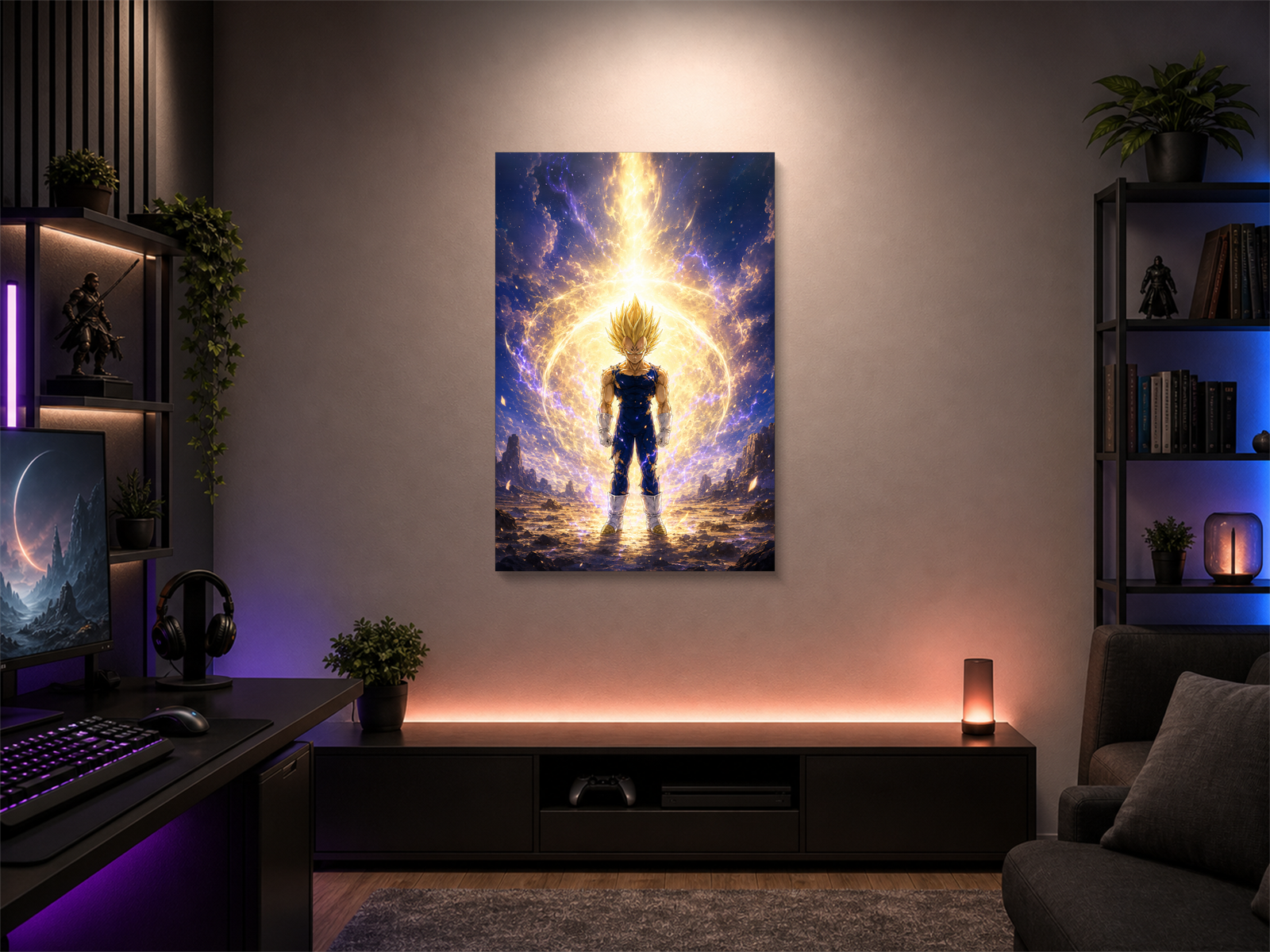 Majin Vegeta inspired canvas poster room mockup 05