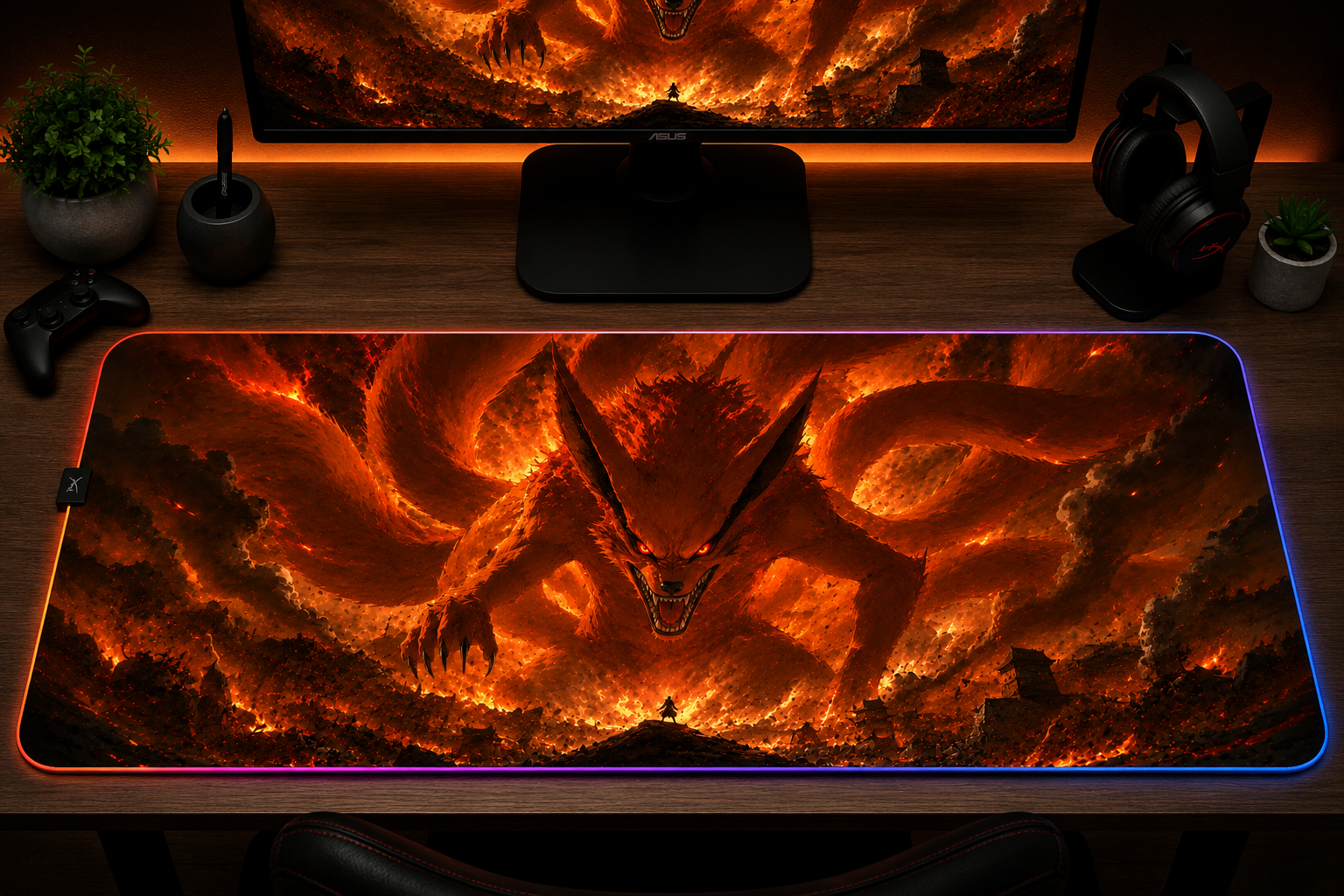 Naruto inspired XXL gaming mouse pad 10 RGB LED