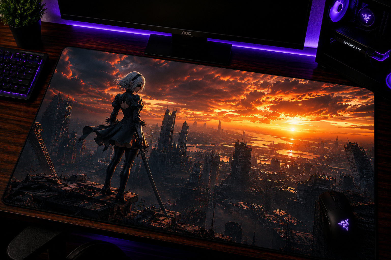NieR 2B inspired XXL gaming mouse pad 01 non LED