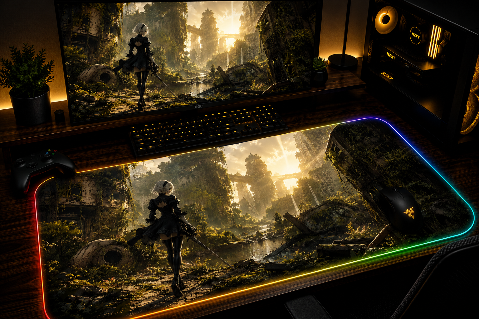 NieR 2B inspired XXL gaming mouse pad 02 LED