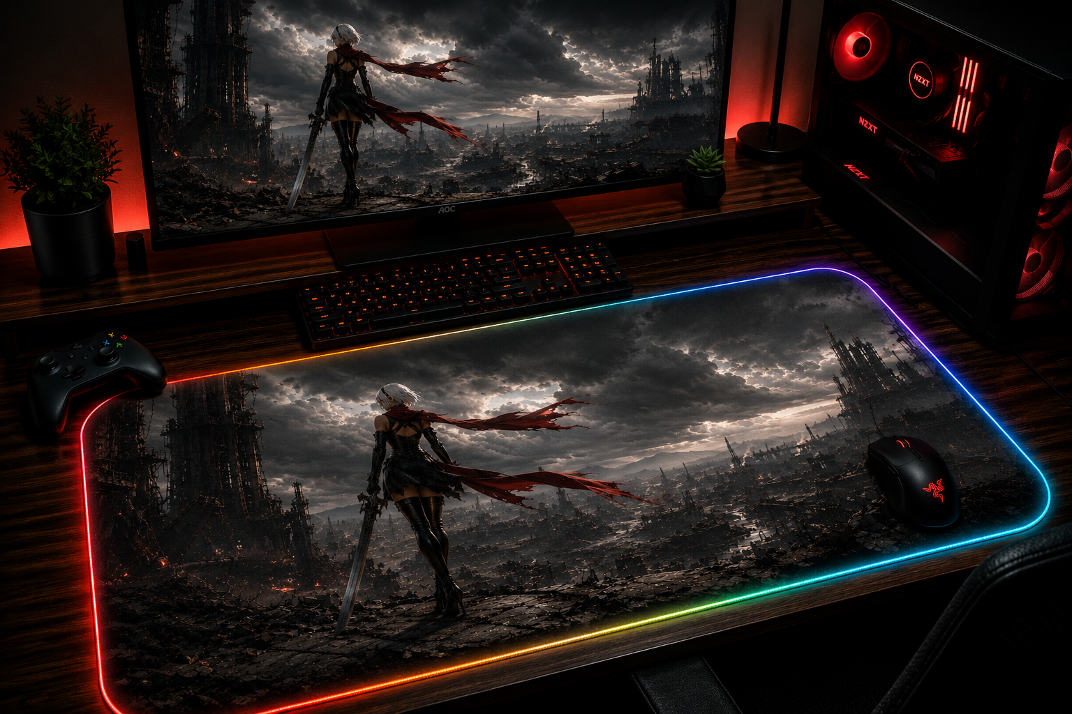 NieR 2B inspired XXL gaming mouse pad 04 LED