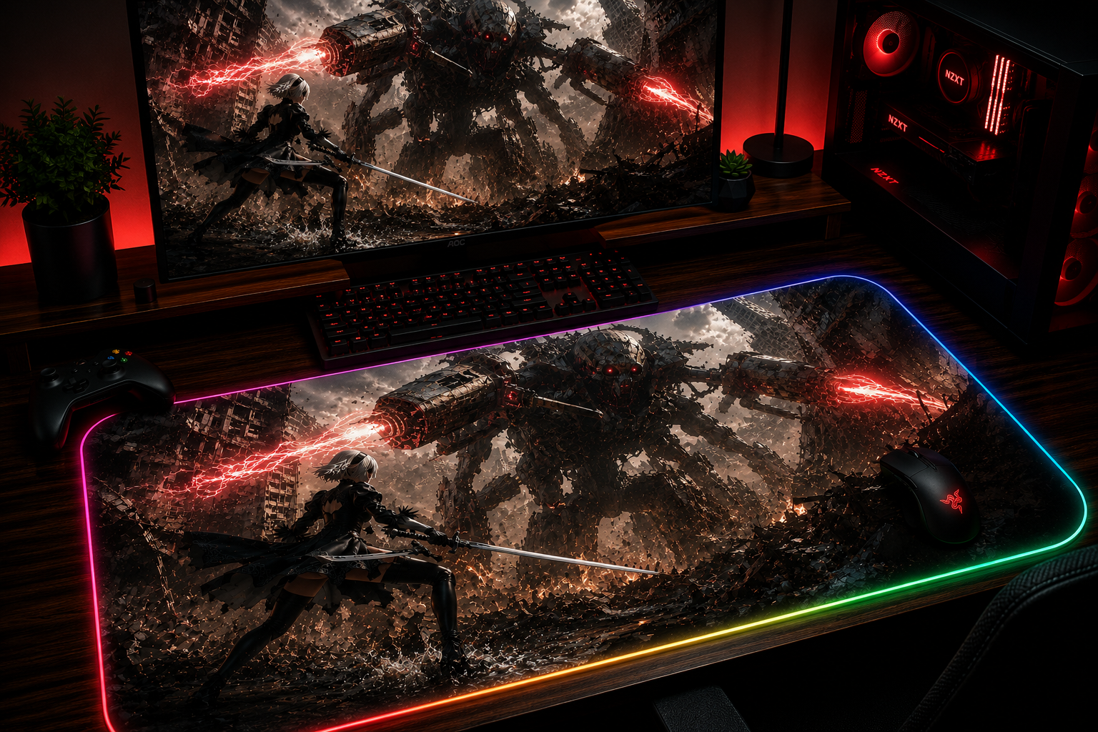NieR 2B inspired XXL gaming mouse pad 05 LED