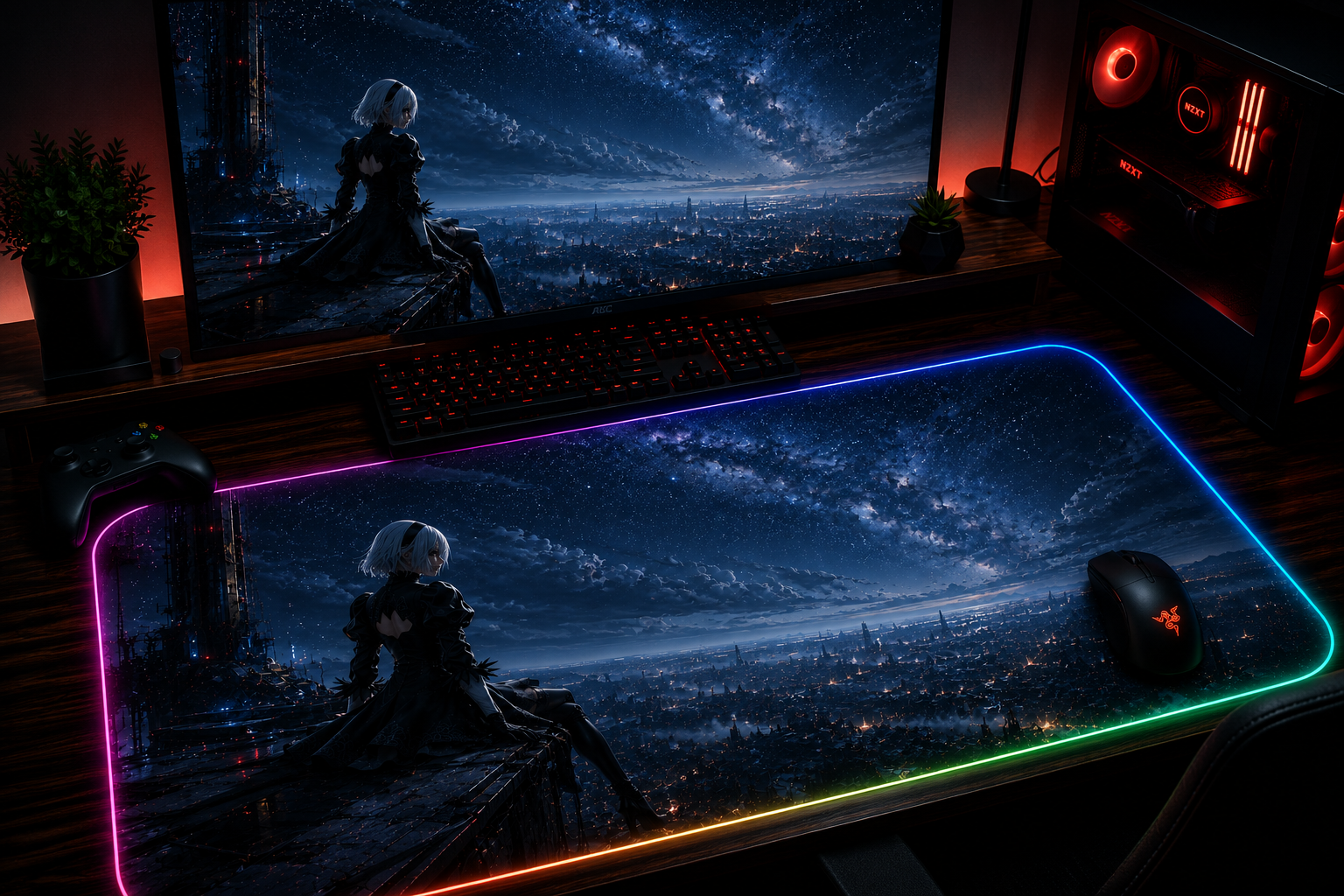 NieR 2B inspired XXL gaming mouse pad 06 LED