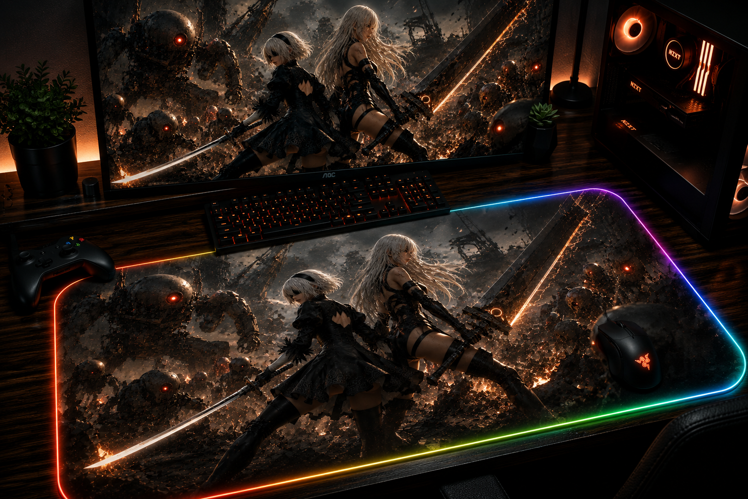 NieR 2B inspired XXL gaming mouse pad 08 LED