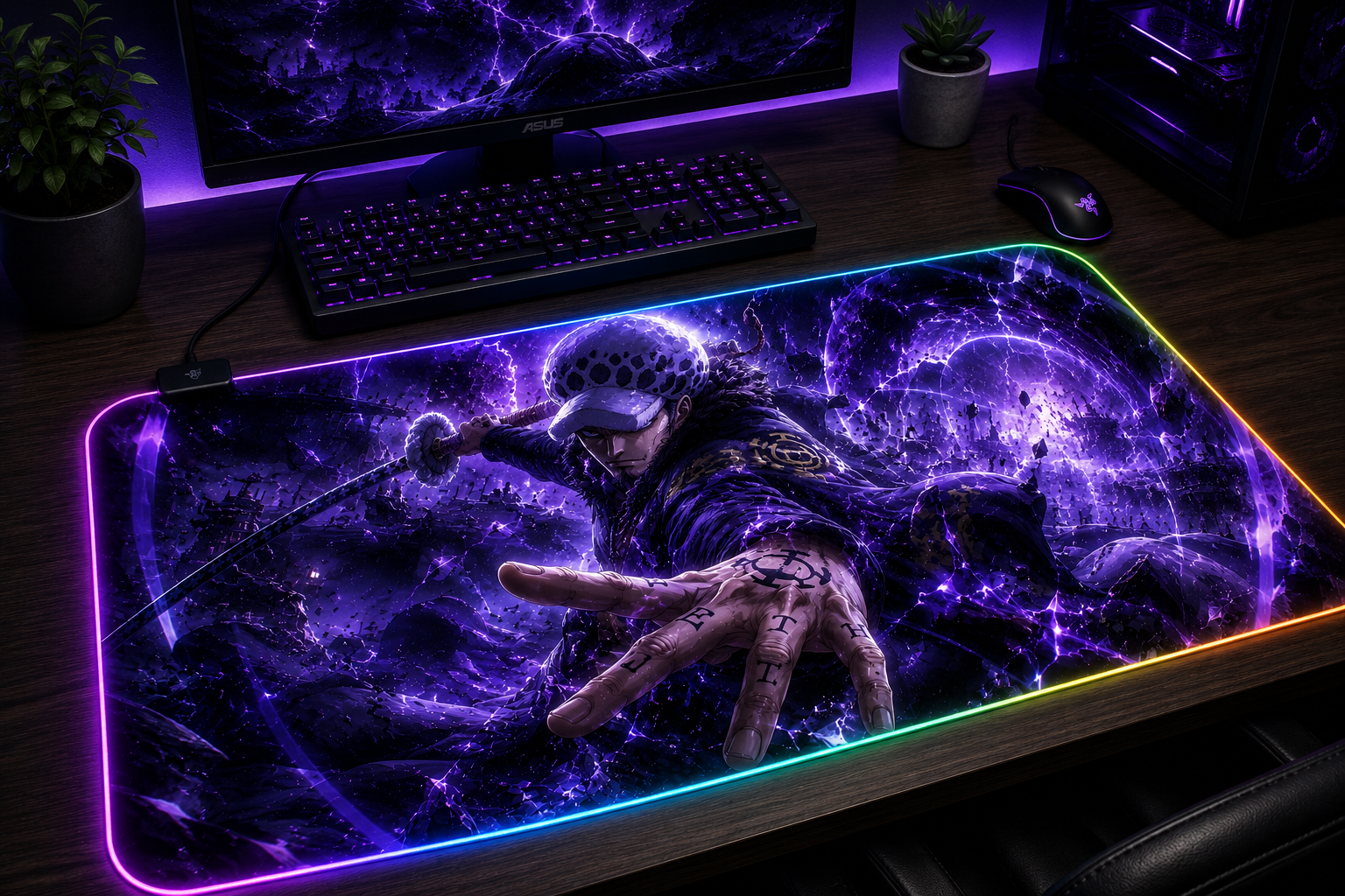 One Piece inspired XXL gaming mouse pad 06 LED version