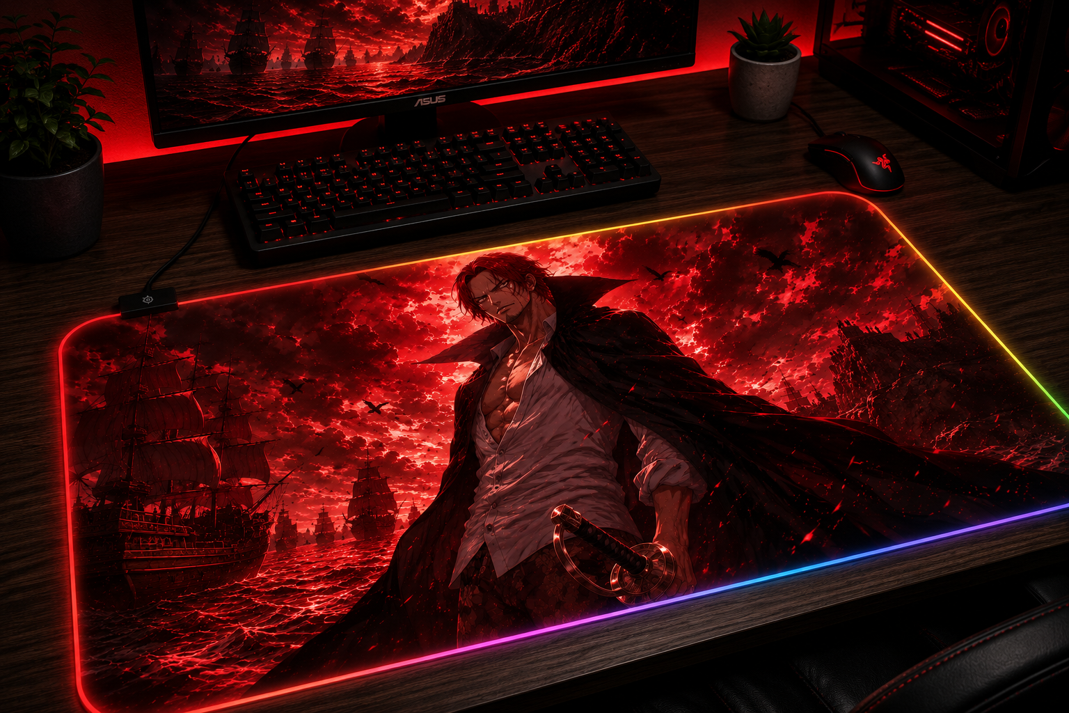 One Piece inspired XXL gaming mouse pad 07 LED version