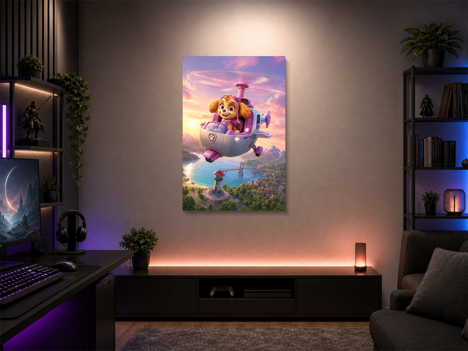 Paw Patrol inspired canvas poster 01 room mockup