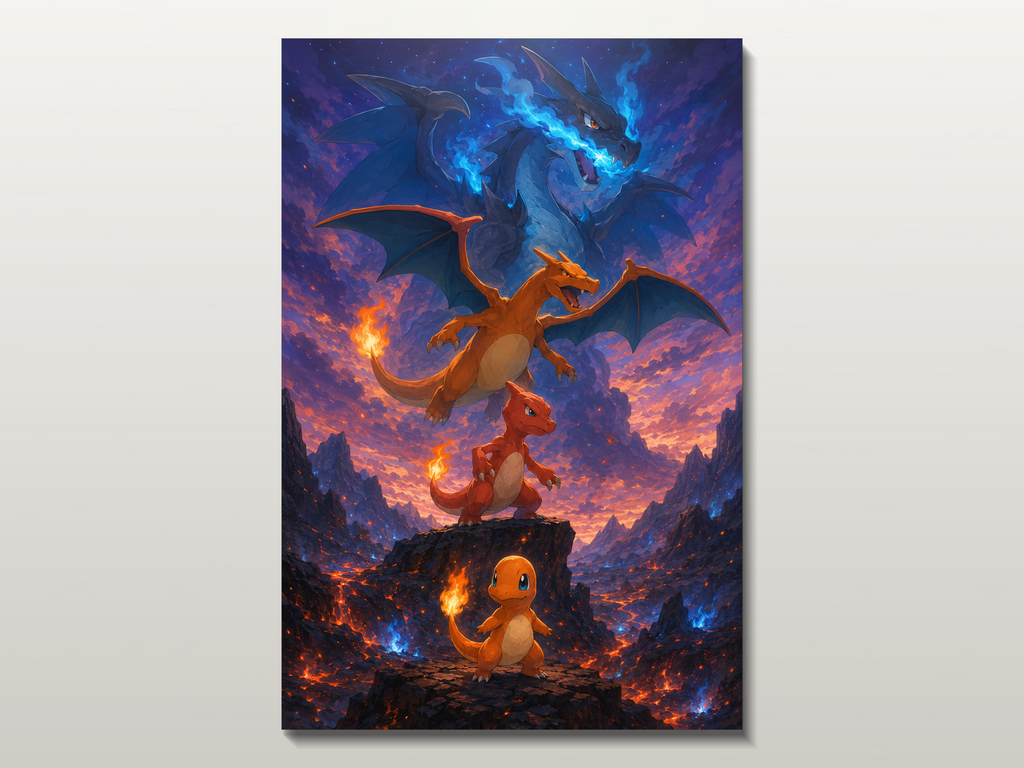 Pokemon Evolutions inspired canvas poster 05 clean wall art preview