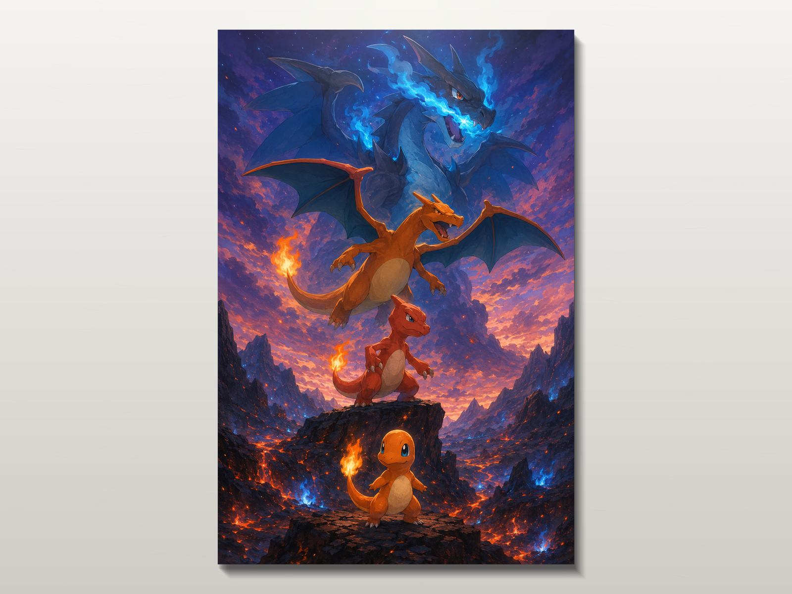 Pokemon Evolutions inspired canvas poster 05 clean wall art preview