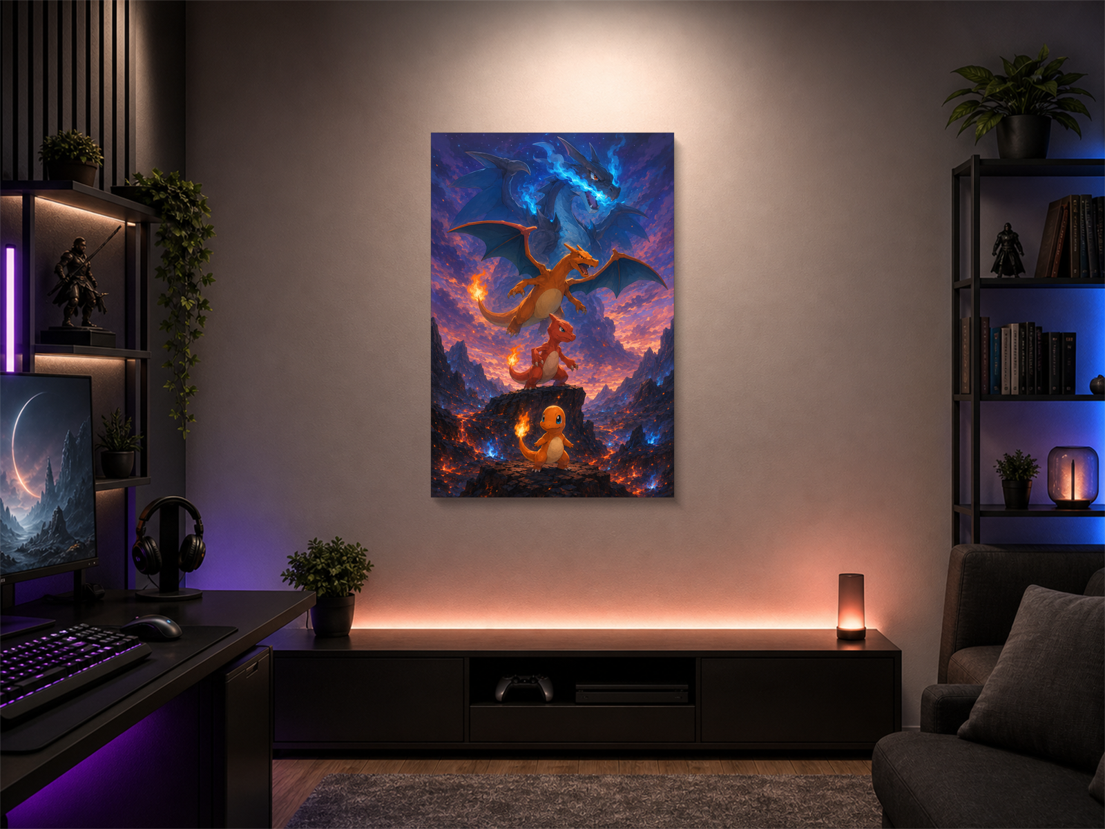 Pokemon Evolutions inspired canvas poster 05 room mockup