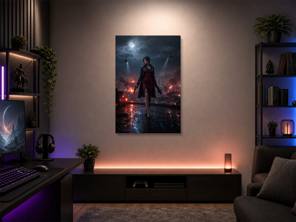 Resident Evil inspired canvas poster room mockup 01