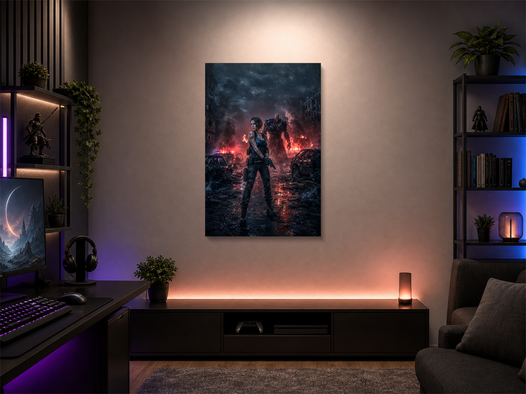 Resident Evil inspired canvas poster room mockup 04