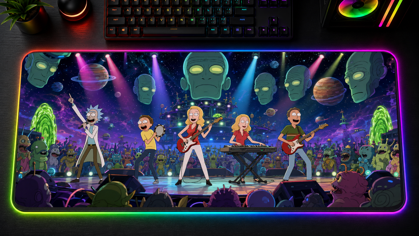 Rick and Morty inspired XXL gaming mouse pad 02 LED RGB version, 3 mm thick