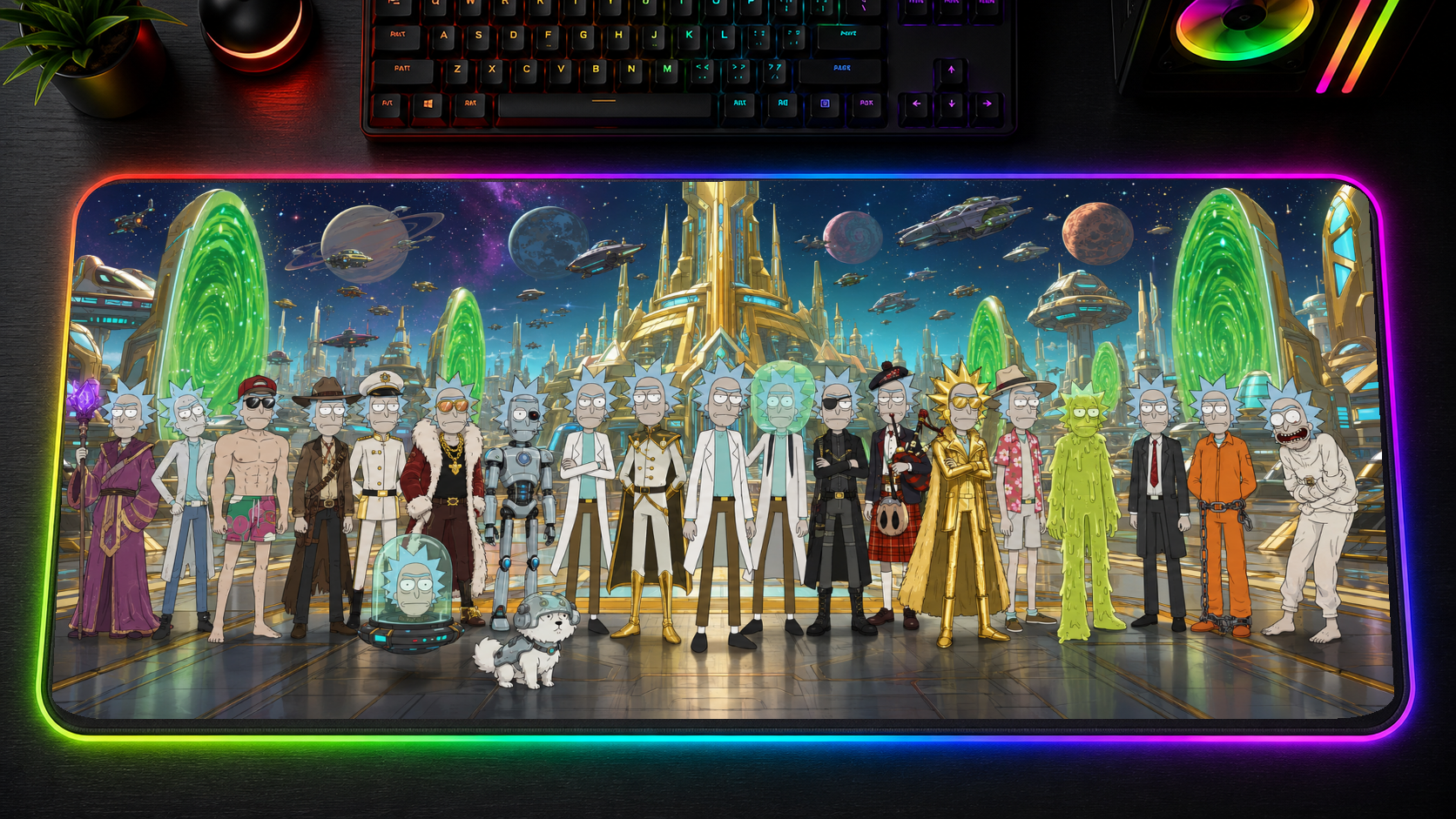Rick and Morty inspired XXL gaming mouse pad 03 LED RGB version, 3 mm thick