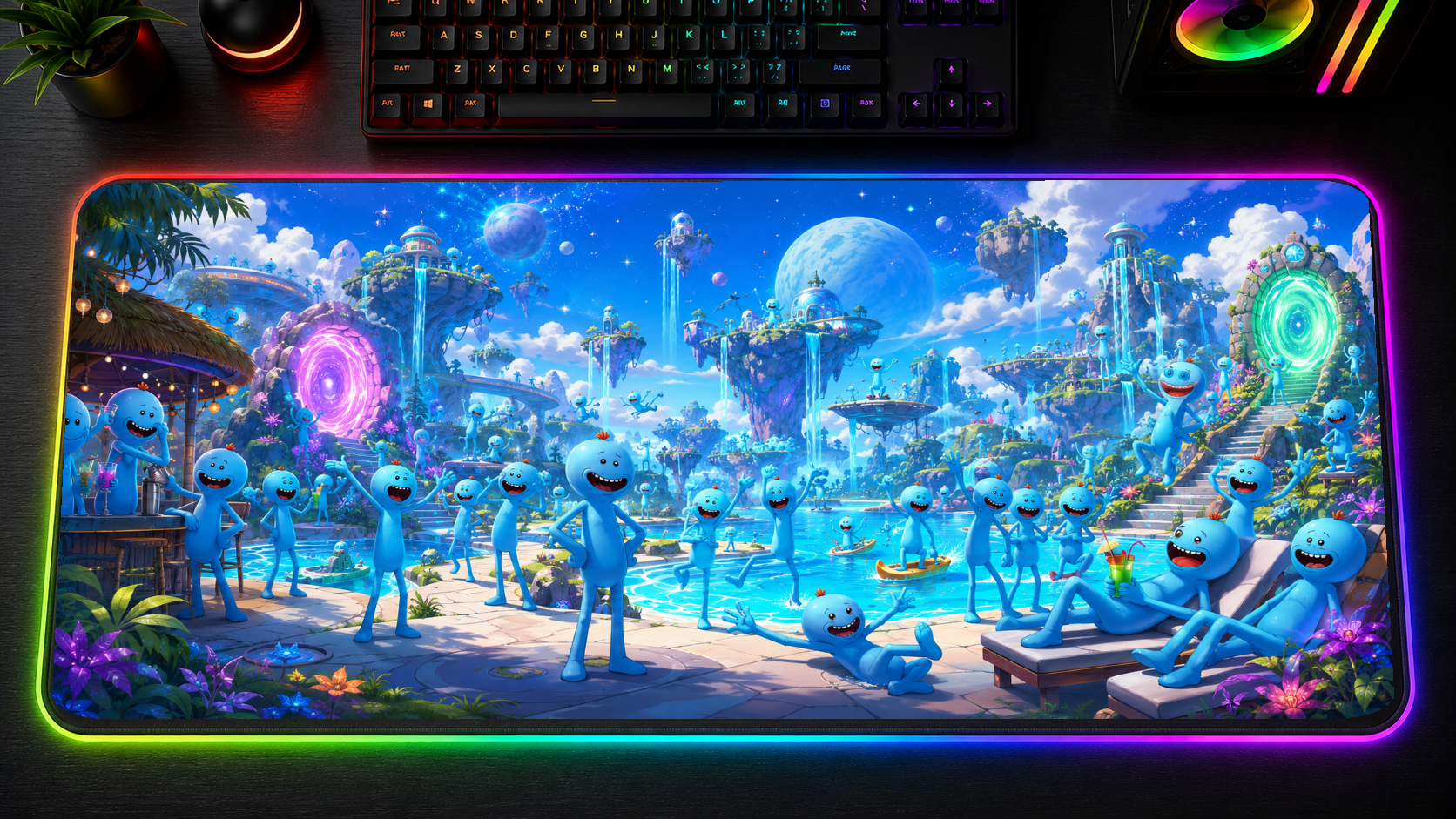 Rick and Morty inspired XXL gaming mouse pad 07 LED RGB version, 3 mm thick