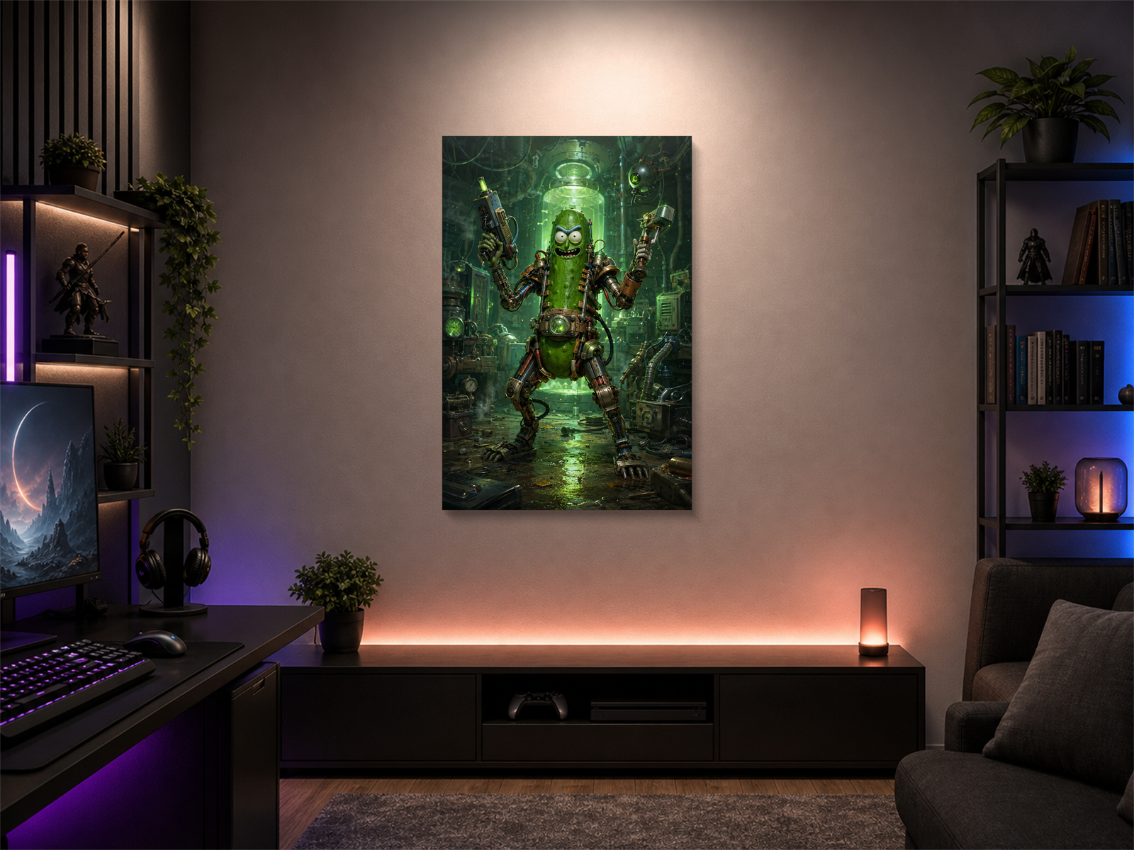 Rick and Morty inspired canvas poster room mockup 02