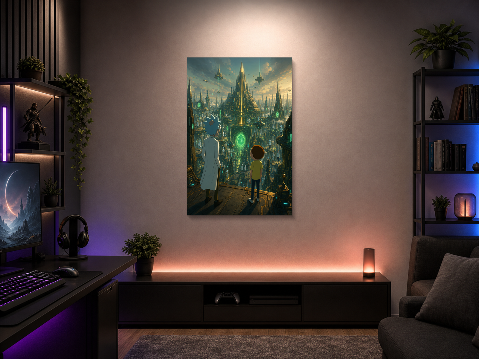 Rick and Morty inspired canvas poster room mockup 03