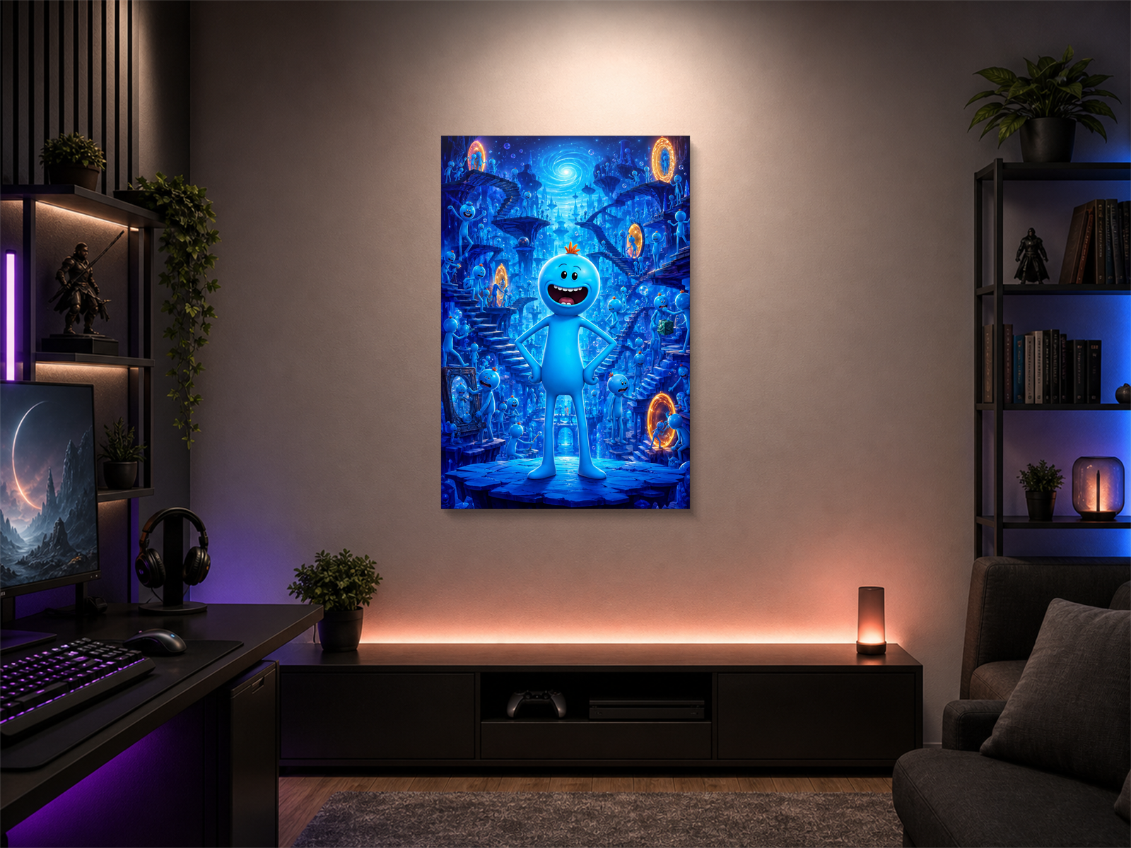 Rick and Morty inspired canvas poster room mockup 04