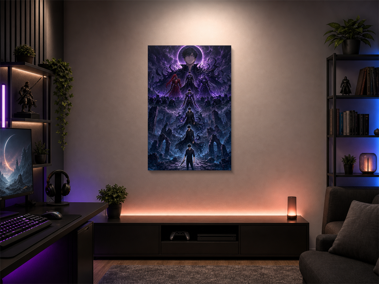 Solo Leveling Evolutions inspired canvas poster 05 room mockup