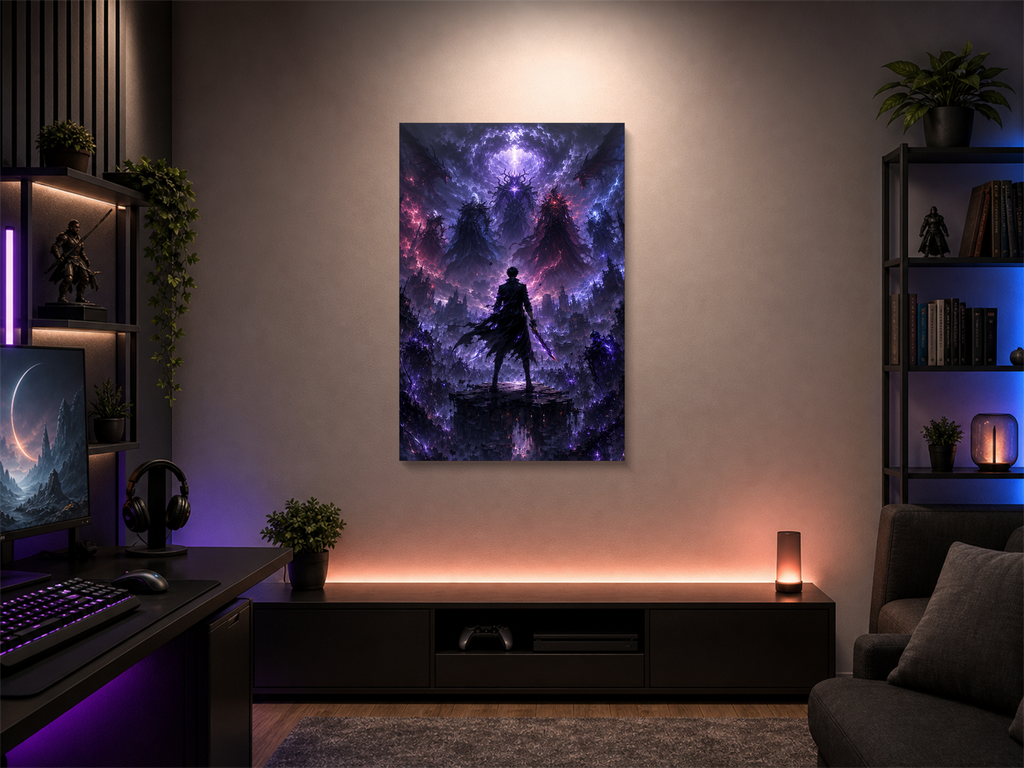 Solo Leveling inspired canvas poster room mockup 03