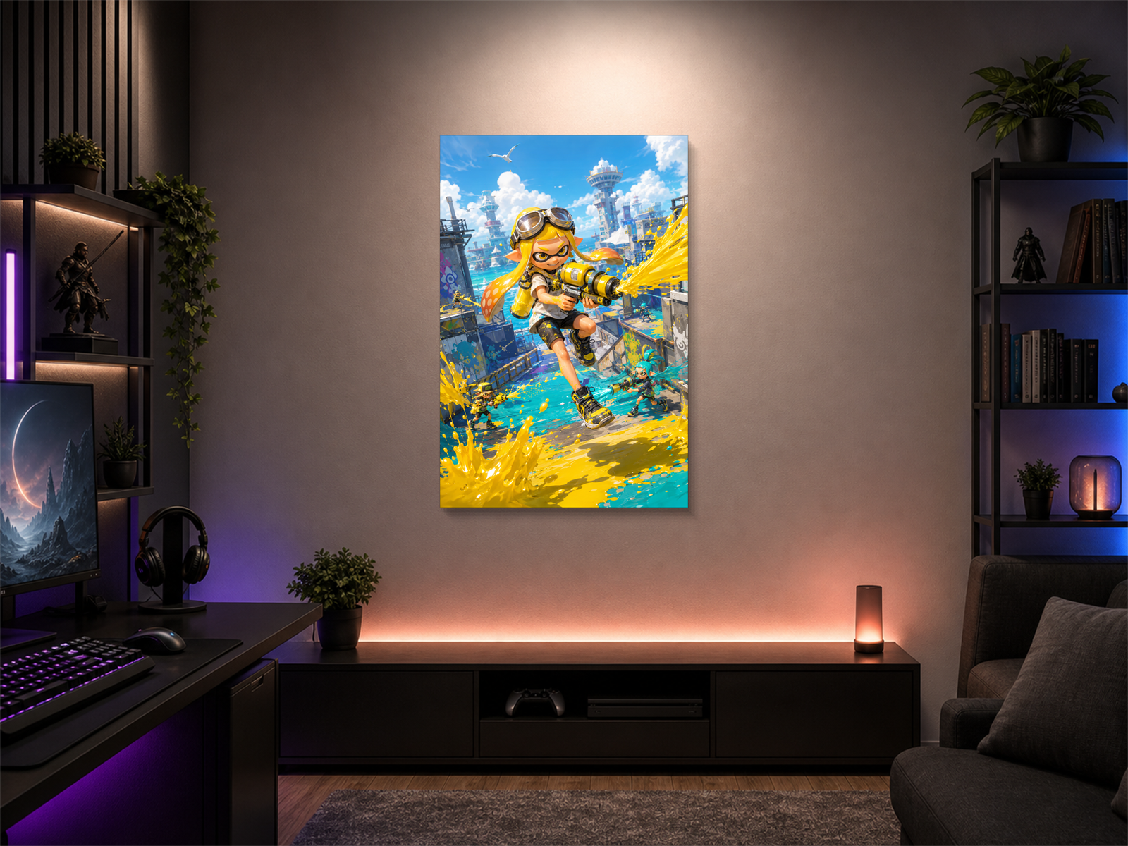 Splatoon inspired canvas poster room mockup 01