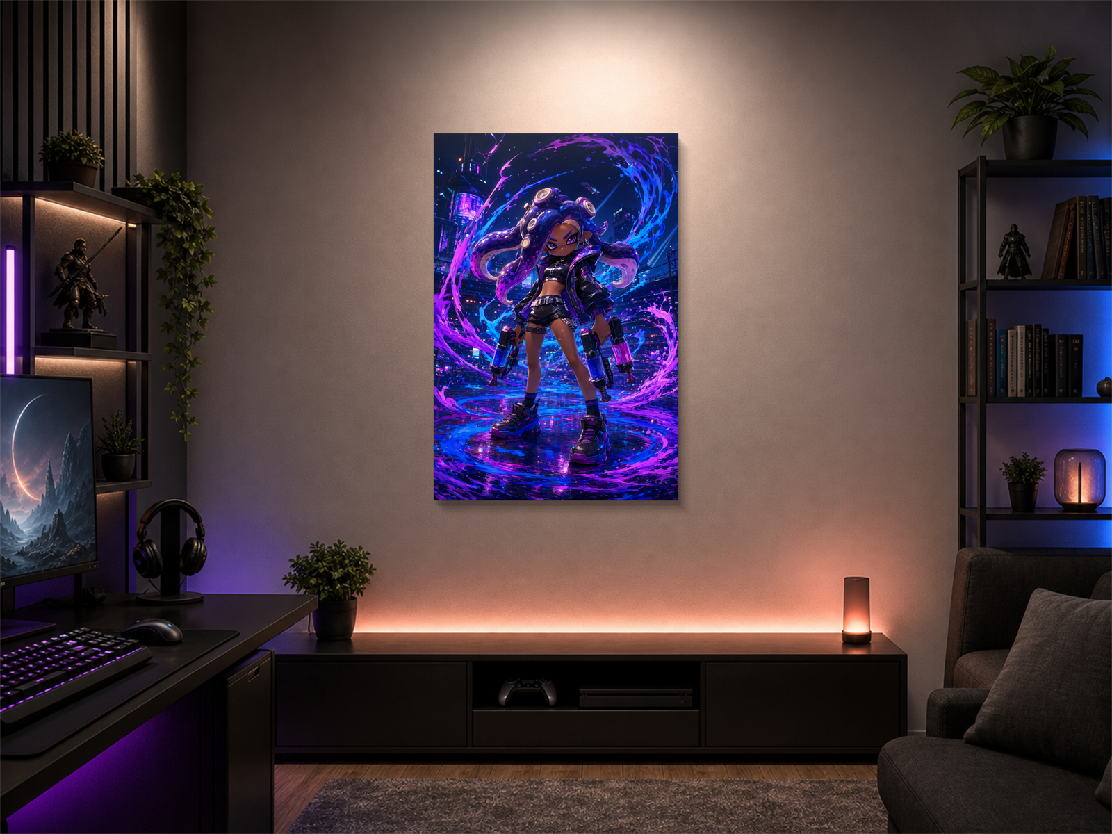 Splatoon inspired canvas poster room mockup 02