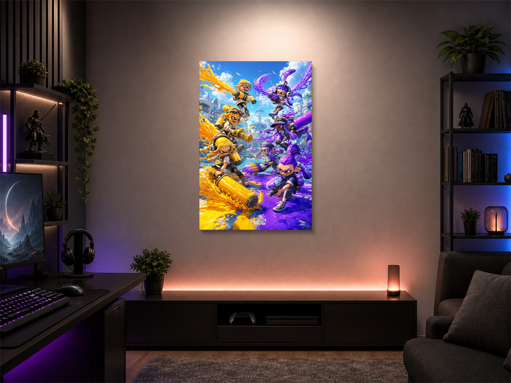 Splatoon inspired canvas poster room mockup 03