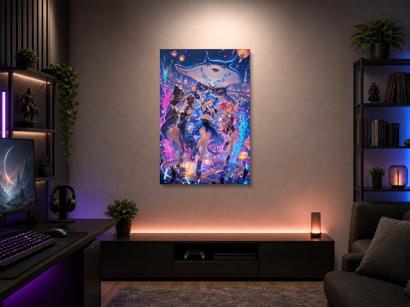 Splatoon inspired canvas poster room mockup 04