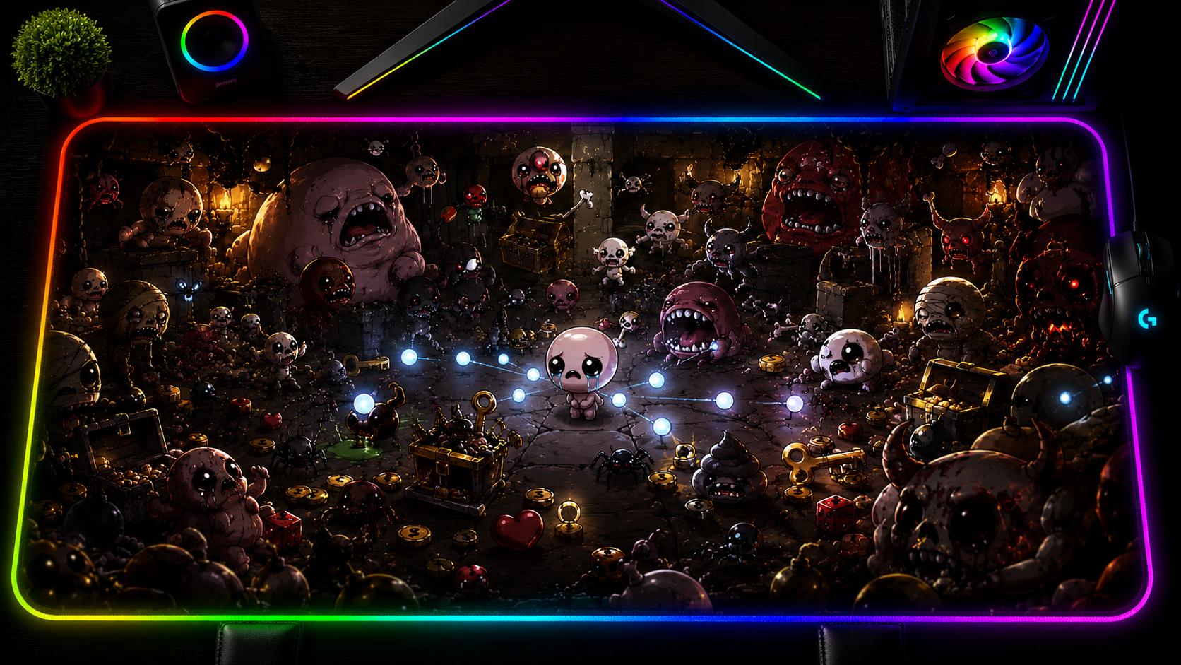 The Binding of Isaac Inspired XXL Gaming Mouse Pad 05 LED