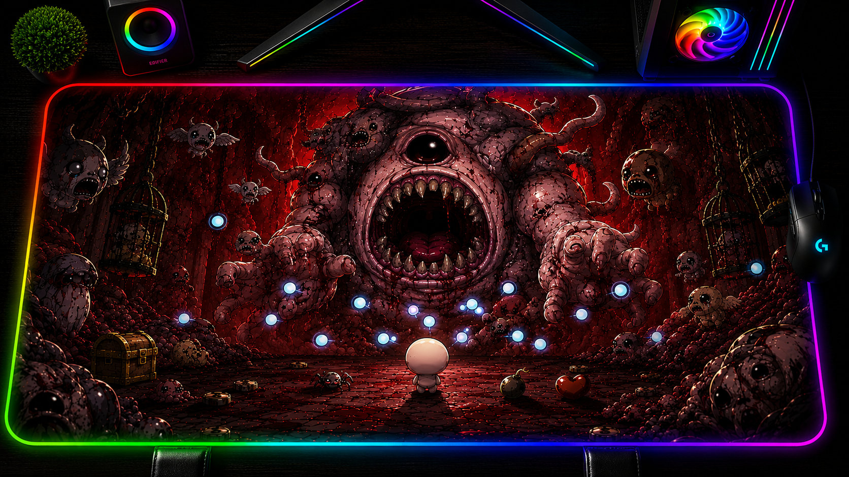 The Binding of Isaac Inspired XXL Gaming Mouse Pad 09 LED