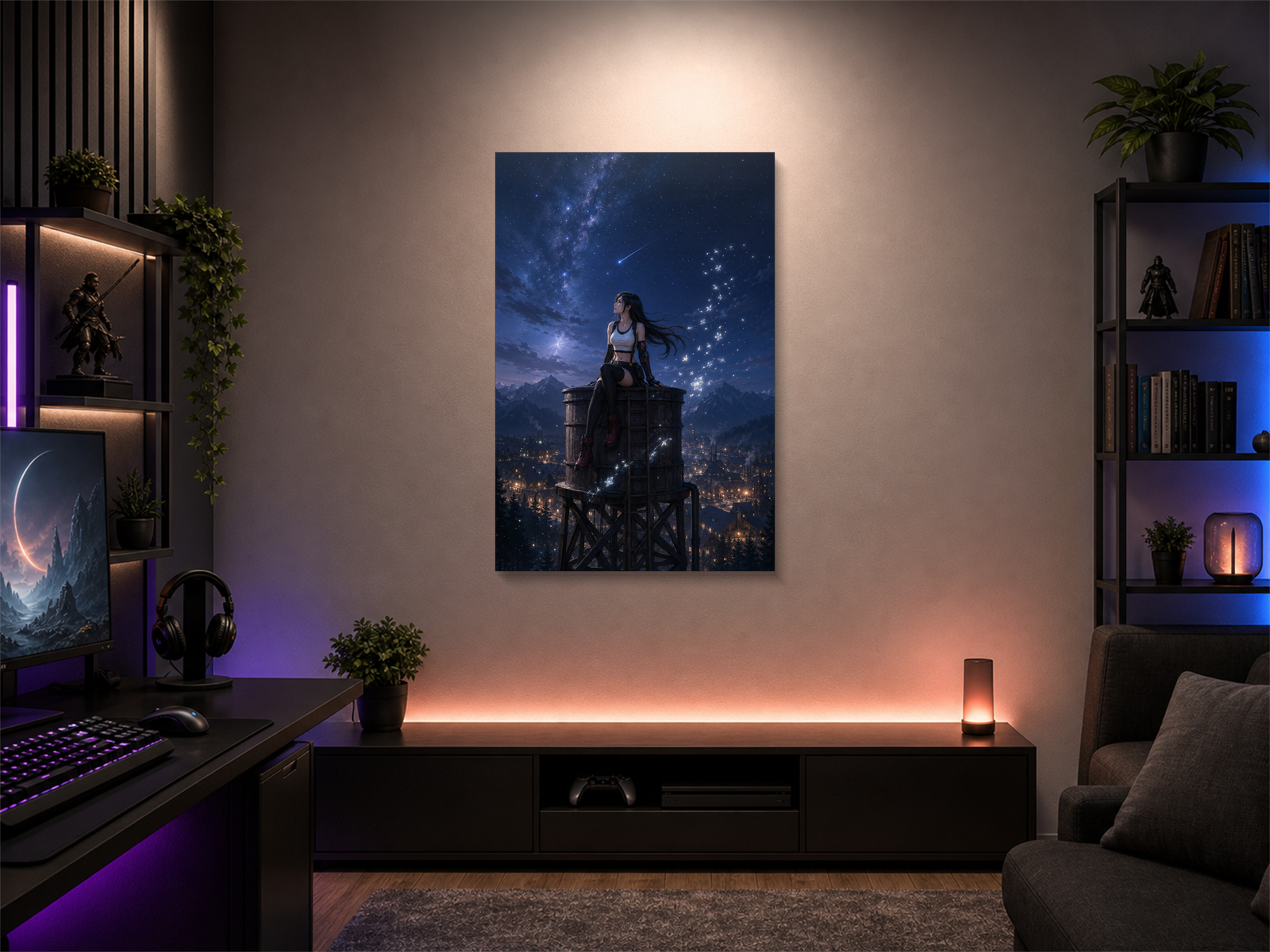 Tifa inspired canvas poster room mockup 01