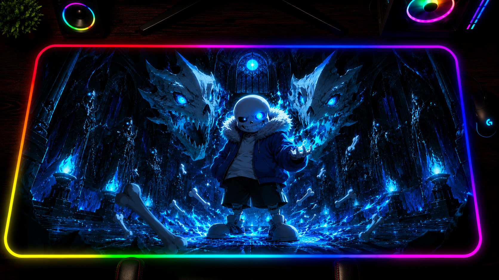 Undertale inspired XXL gaming mouse pad 01 LED version