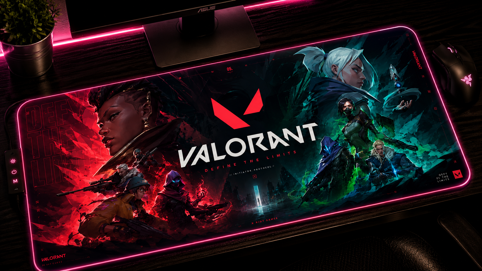 Valorant inspired XXL RGB LED gaming mouse pad 01, 3 mm thick
