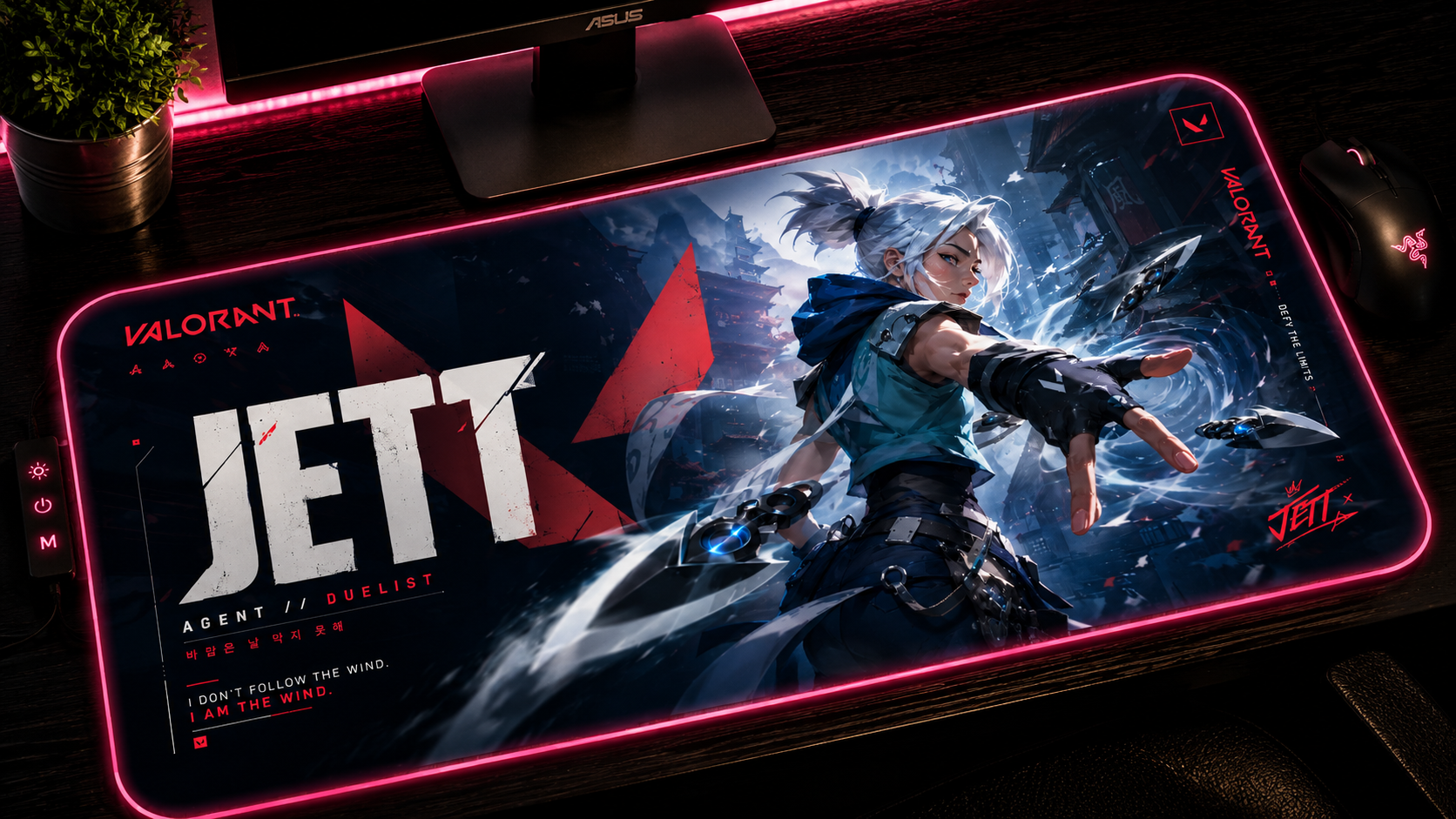 Valorant inspired XXL RGB LED gaming mouse pad 02, 3 mm thick