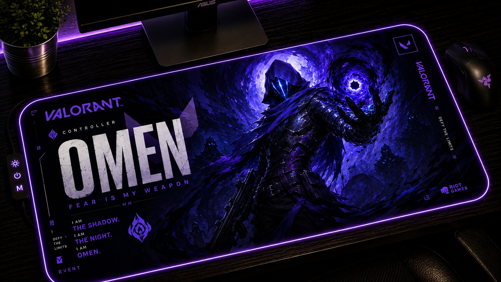 Valorant inspired XXL RGB LED gaming mouse pad 04, 3 mm thick