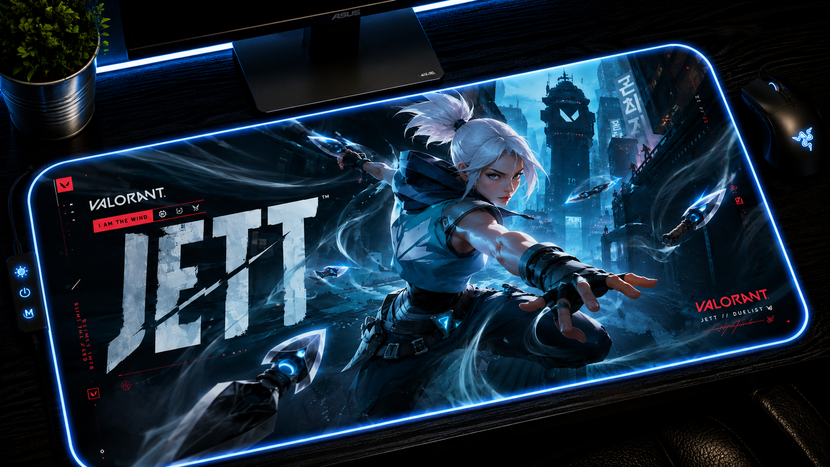 Valorant inspired XXL RGB LED gaming mouse pad 07, 3 mm thick