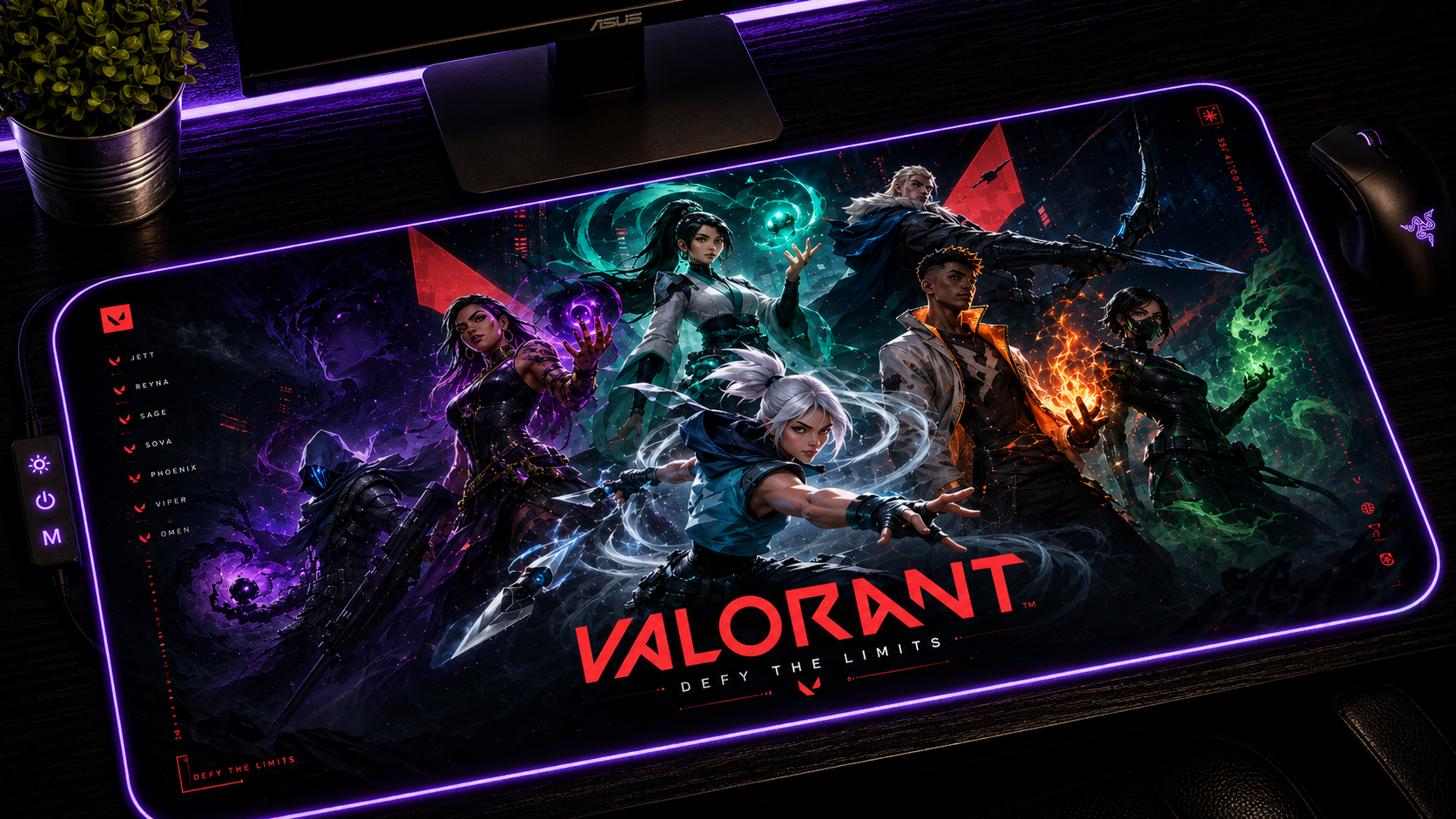 Valorant inspired XXL RGB LED gaming mouse pad 10, 3 mm thick